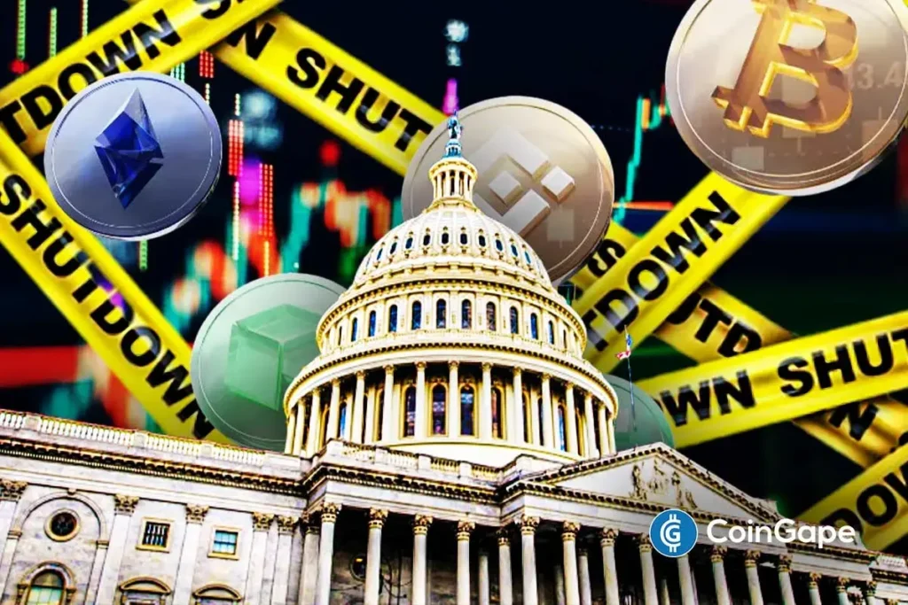 Bitcoin and XRP Price At Risk As US Govt. Shutdown Odds Reach 73% An image to represent the U.S. government shutdown