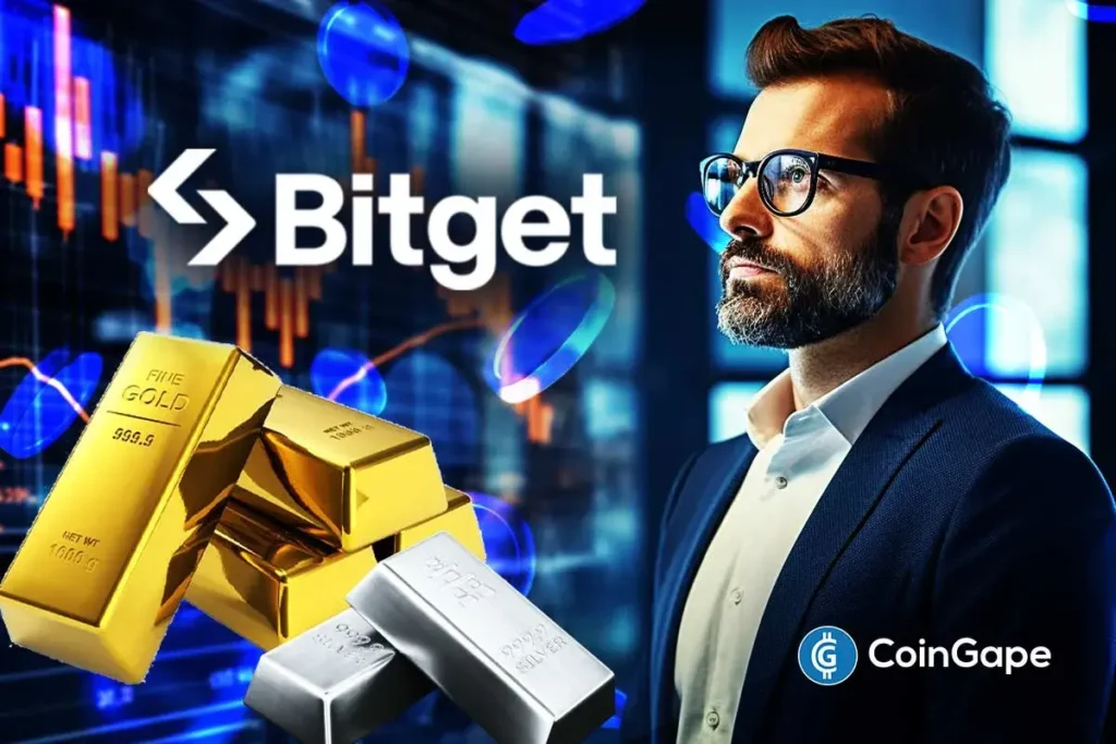 Bitget’s TradFi Daily Volume Doubles to $4B as Crypto Traders Diversify Into Gold, Silver Bitget branding with gold and silver bars as crypto traders shift into TradFi assets amid global market volatility